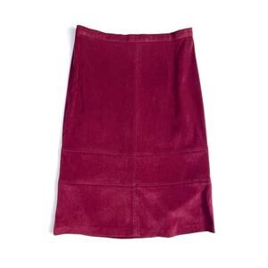 Lemmie for Nina Leonard Wine Suede Skirt